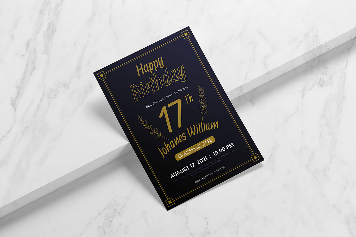 Legans Blue Birthday Invitation, an Invitation Template by Fannan Studio (Photo 3 of 3)