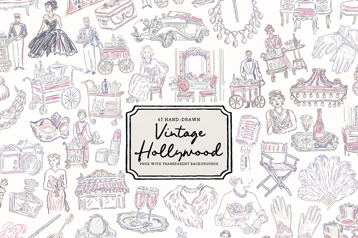 Old Hollywood Clipart, Vintage Set, an Object Illustration by The October Creative (Photo 1 of 15)