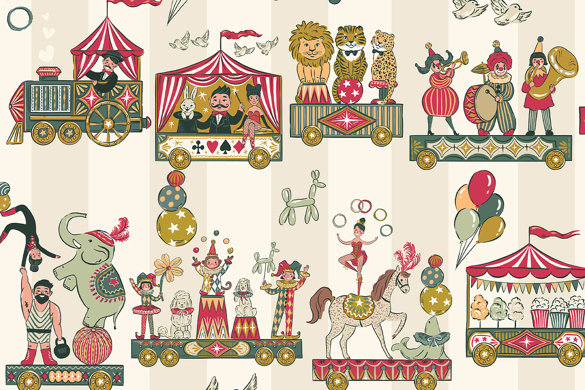 Incredible Circus, a Pattern Graphic by HannaSymo (Photo 3 of 11)