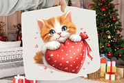 Valentine Cats Clipart PNG Bundle, a Seasonal Illustration by SVGArt (Thumbnail 5 of 5)