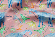 Dinosaurs seamless + clipart set, a Pattern Graphic by PatternsBlooming (Thumbnail 8 of 8)