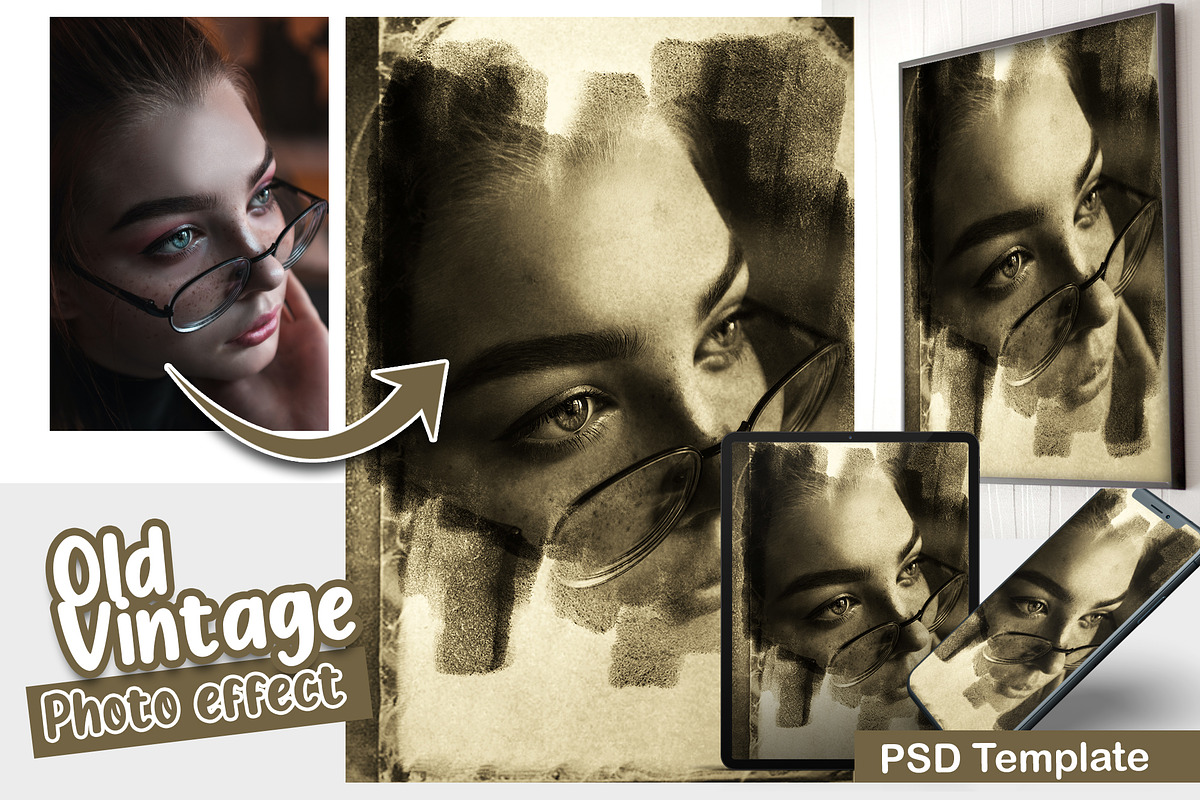 Old Vintage Photo Template, an Action Add-On by DreamColor
