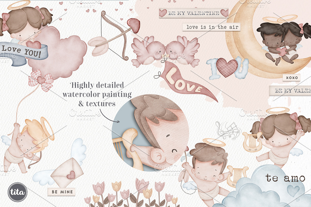 Falling in Love clip art set, a Seasonal Illustration by Tita Creative Studio (Photo 2 of 7)