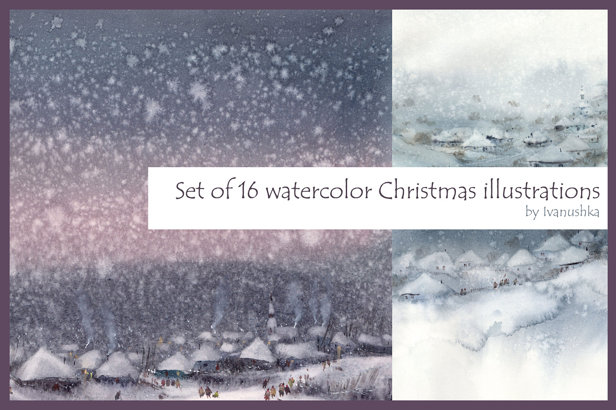 Watercolor X-mas backgrounds, a Decorative Illustration by ivanushka-art (Photo 3 of 5)