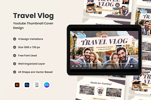 Travel YouTube Thumbnail Design, a Social Media Template by twinstd