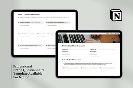 Notion Brand Questionnaire Template, a Templates & Theme by SelwynGoodman