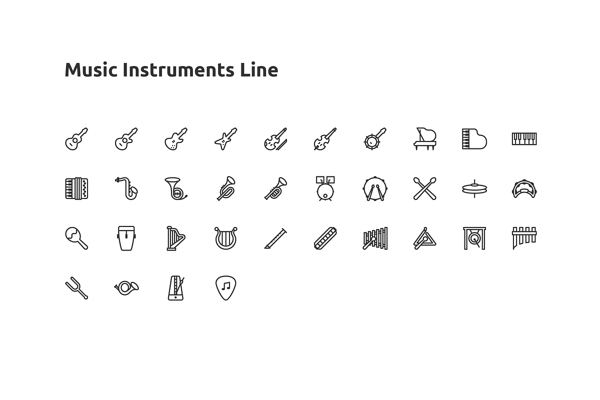 34 Music Instruments Line Icon, an Outline Icon by Those Icons (Photo 2 of 2)