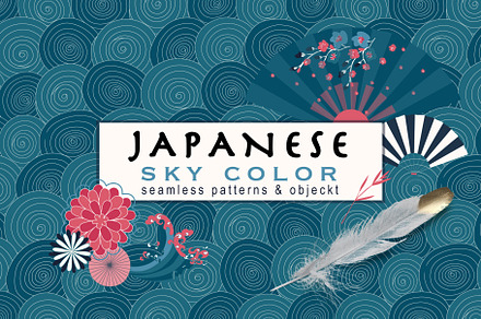 Japanese sky color. Hand drawn.