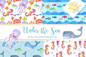 Sea Animals Digital Paper Pattern