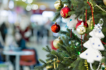 Christmas toys hanging on the christ stock photo containing decoration and, a Holiday Photo by oleghz