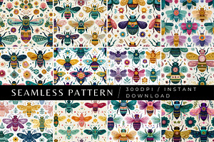 12 Buzz Folk Seamless Patterns