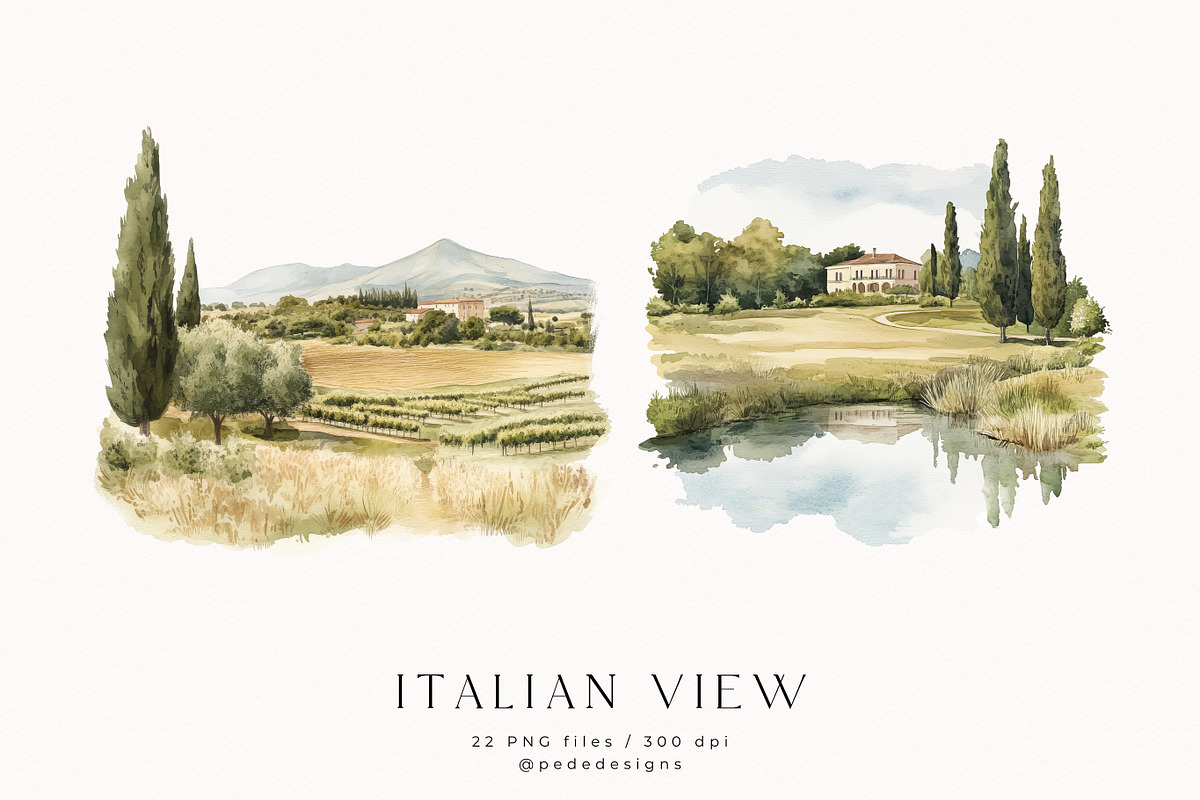 Italian View, a Decorative Illustration by PeDe Designs (Photo 3 of 9)