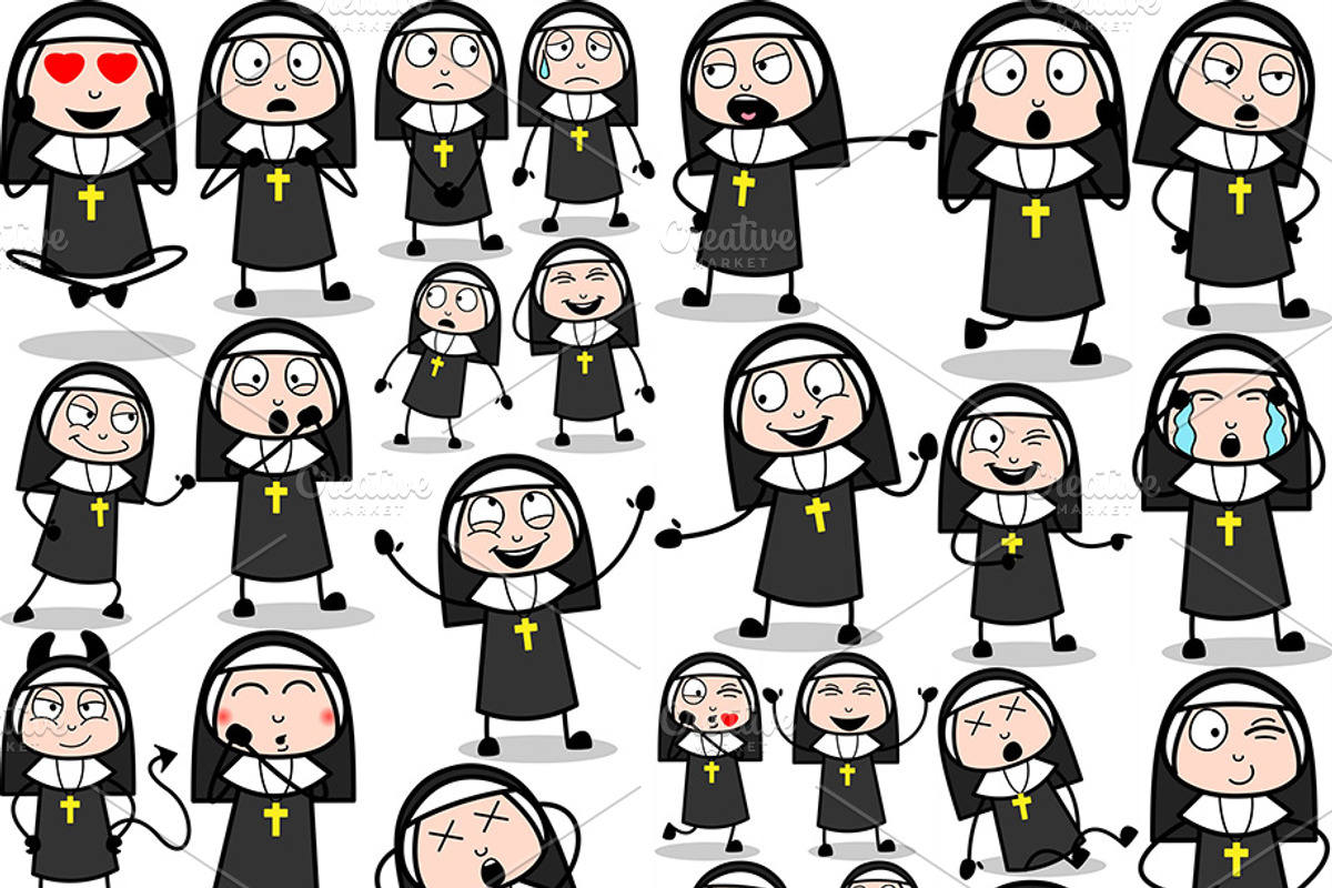 Nun ~ Cartoon Character Set, a Person Illustration by The Toon Company (Photo 6 of 7)