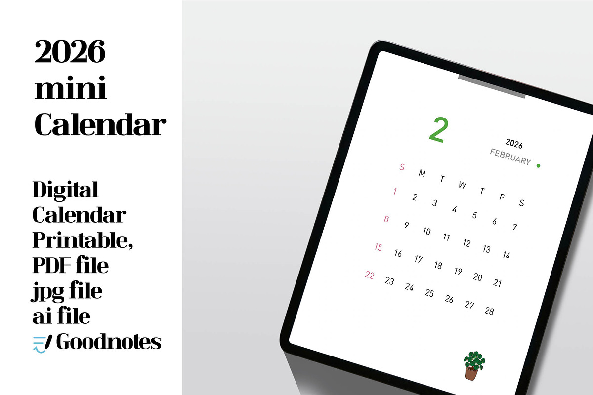2026 mini calendar, a Templates & Theme by dott (Photo 4 of 4)