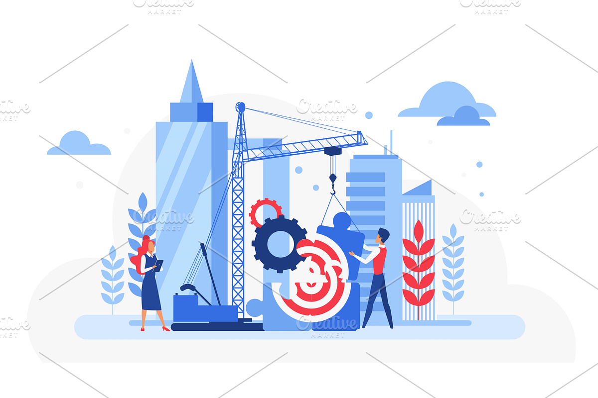 Business team building goal concept, an Illustration by Lemberg Vector
