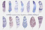 Watercolor feathers Boho, an Illustration by BrushArtDesigns (Thumbnail 2 of 6)