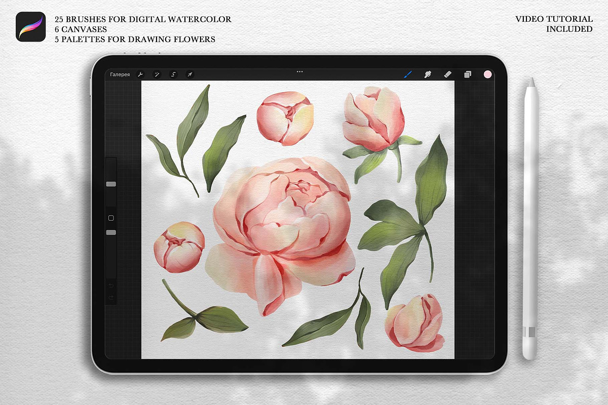 Watercolor brushes for Procreate, a Brush Add-On by Spark Studio Brushes (Photo 3 of 11)