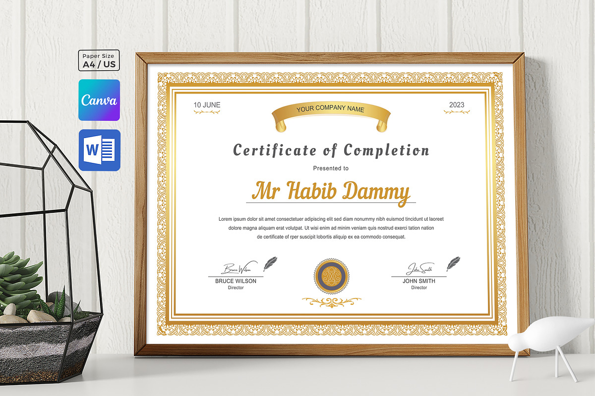 Certificate Template | Canva & Word, a Stationery Template by TelaTemplates (Photo 1 of 4)