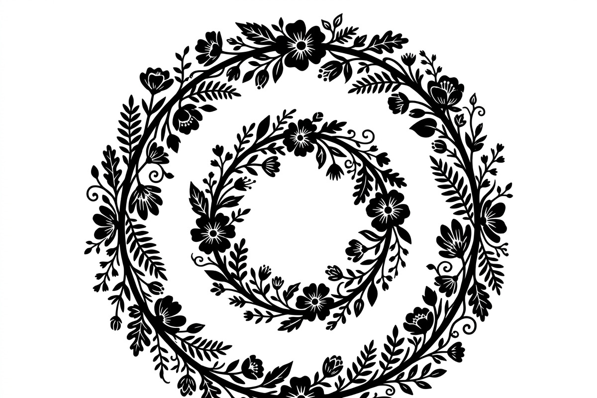 50 Elegant Floral Leaf Spiral Frame, a Decorative Illustration by Amazin_art (Photo 34 of 39)