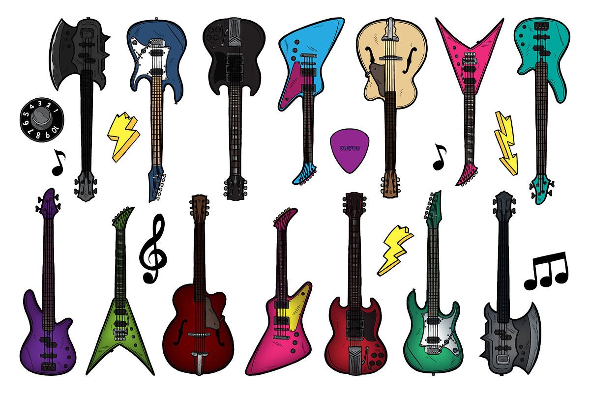 Chug and Shred Guitar Vector Pack, an Object Illustration by Vectory by BSC (Photo 2 of 2)