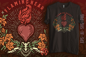 Eternal Flaming Heart T-Shirt Design