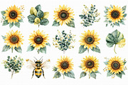 Sunflower Watercolor Clip Art, an Illustration by Libby Wishes (Thumbnail 3 of 6)