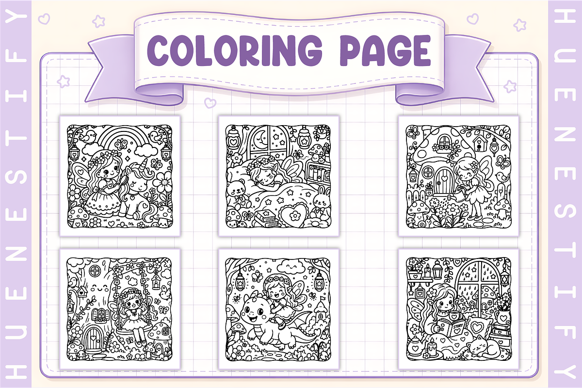 Fairy Magic Coloring Book, a Decorative Illustration by HueNestify (Photo 3 of 4)