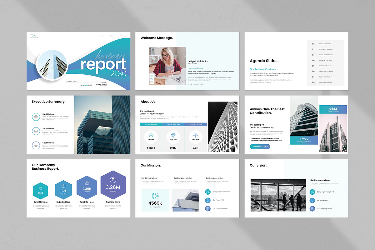Business Report Presentation, a Presentation Template by evgenystudio