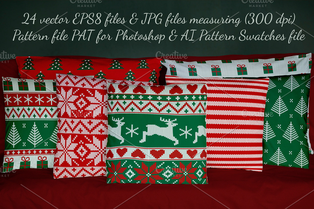 Christmas knit, seamless patterns, a Pattern Graphic by Sveta Aho (Photo 2 of 4)