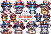 4th Of July Baby Animals Sublimation, an Animal Illustration by RobertsArt (Thumbnail 1 of 6)