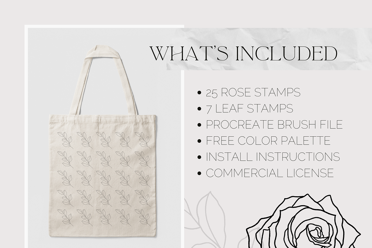 Rose Stamp Brushes for Procreate, a Brush Add-On by AureDesignCo (Photo 2 of 5)