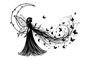 Fairy Moon Butterfly Silhouette, an Object Illustration by Gaye Art (Thumbnail 16 of 31)