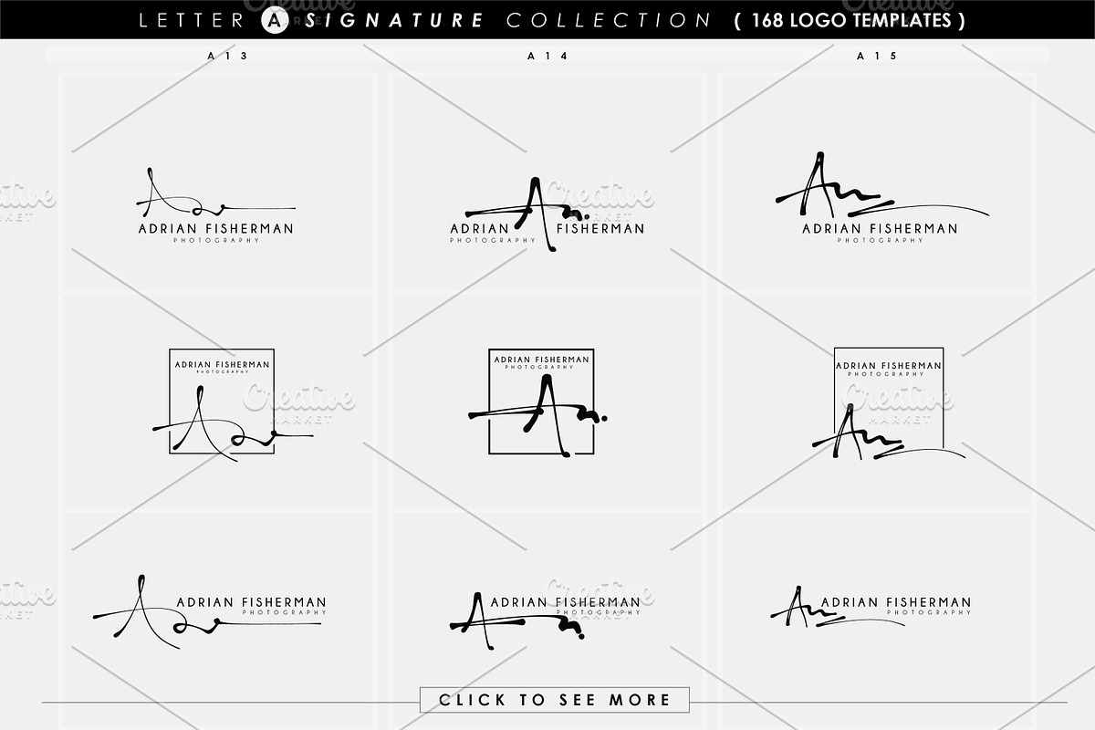168 LETTER A SIGNATURE monogram logo, a Branding & Logo Template by Whimsical Logoshop (Photo 10 of 16)