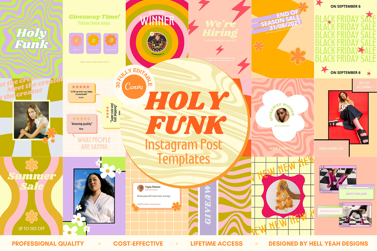 Funky Bold Instagram Post Templates, a Social Media Template by HellYeahDesigns (Photo 1 of 7)