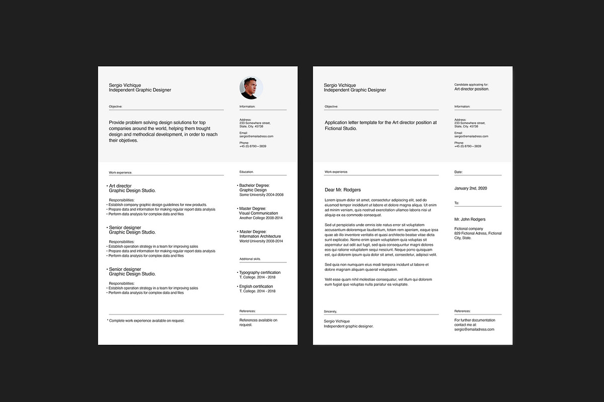 Minimal CV, letterhead & card bundle, a Resume Template by Srg® (Photo 7 of 14)