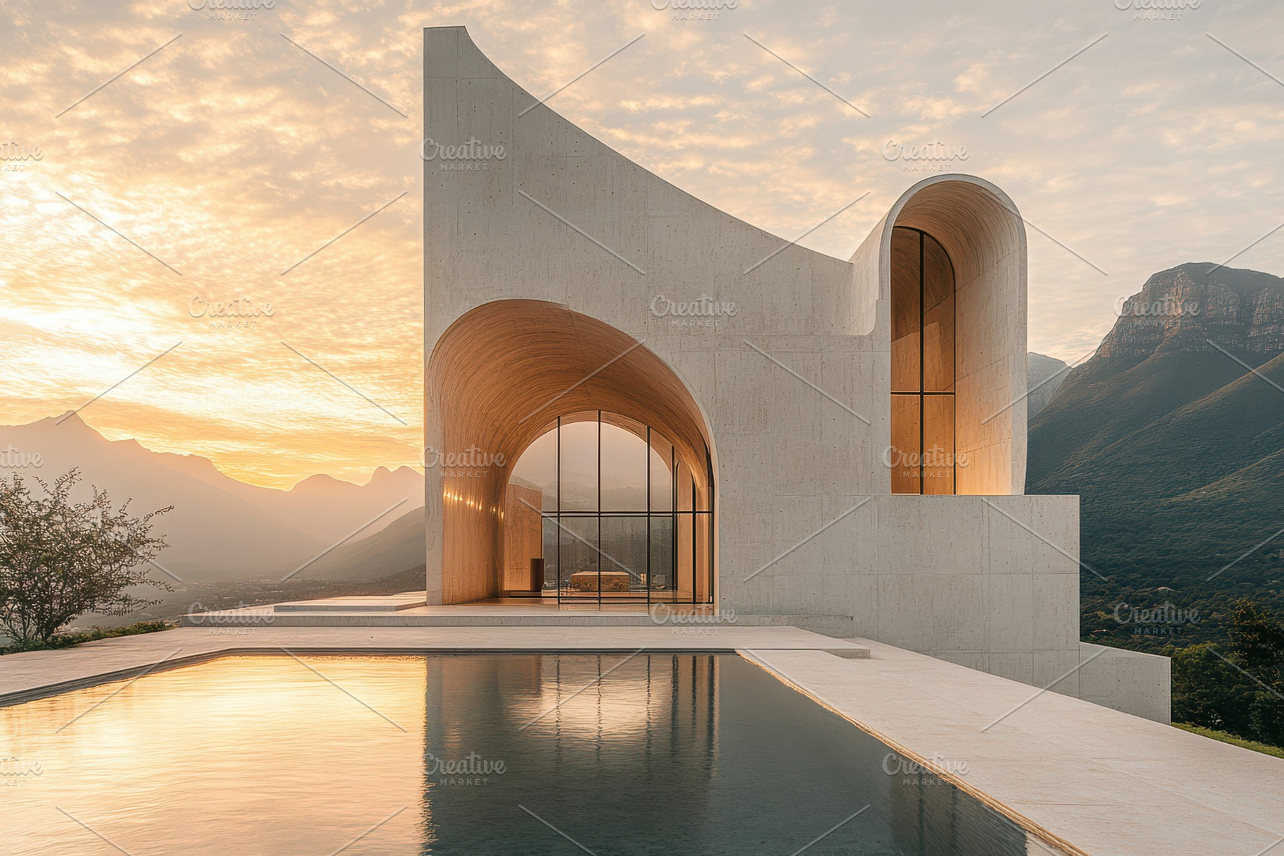 Modern Chapel Sunset Mountain View M, an Abstract Photo by Pixeness Studio