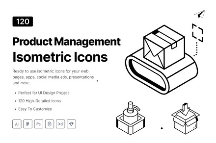 Isometric Product Management Icons, an Icon by Vectors Market