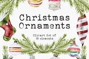 Christmas watercolor clipart set, an Illustration by lilisprints (Thumbnail 1 of 6)