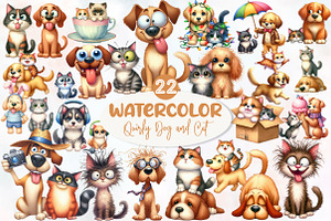 Quirky Dog and Cat Clipart, an Icon by Designworld