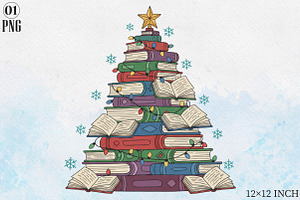 Books Christmas Tree Teacher PNG, an Illustration by Libby Wishes