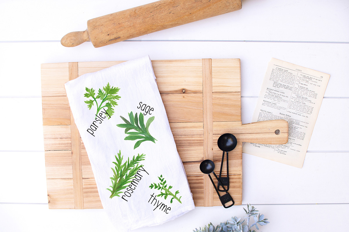 Watercolor Herb Set with text, an Illustration by DailyMiracleDigitals,LLC (Photo 5 of 5)