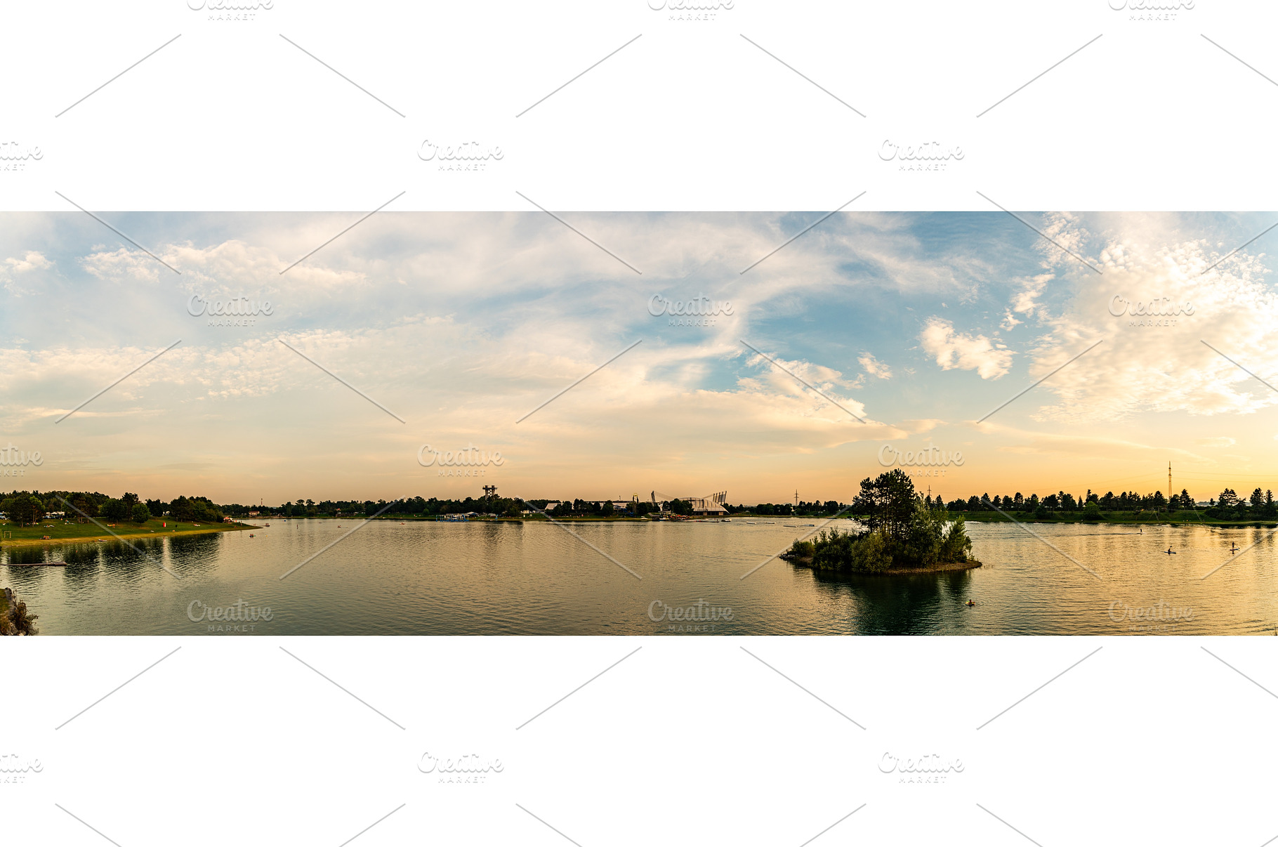 Lake schwarzl sunset panorama, a Nature Photo by MadPhotos