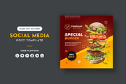 Burger Social Media Post Banner, a Social Media Template by mijli (Thumbnail 1 of 2)