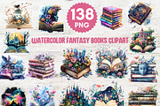 Watercolor Fantasy Books Clipart, an Education Illustration by LA Design (Thumbnail 1 of 10)