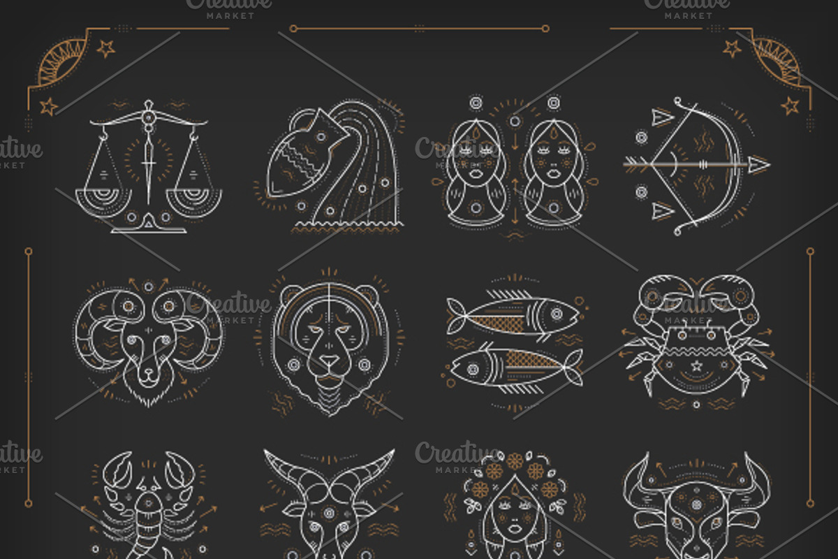 Thin Line Zodiacal Symbols, an Animal Illustration by painterr (Photo 2 of 2)