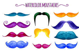 Watercolor Vector Moustaches