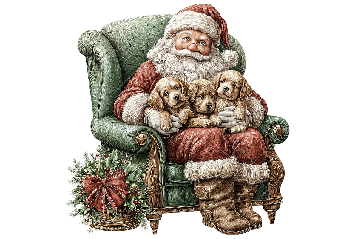Santa With Dog Clipart PNG, a Seasonal Illustration by Memories By Lea (Photo 13 of 19)