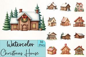 Christmas House Clipart, an Illustration by CrexoraLab