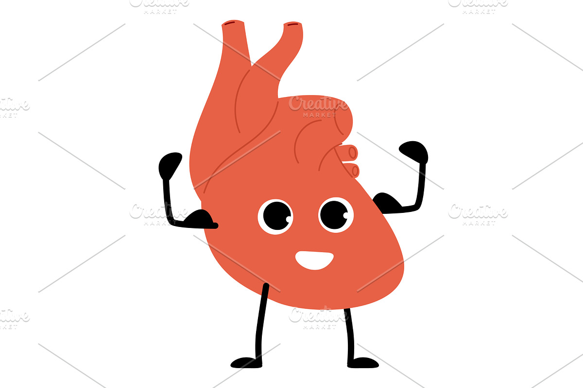 Cheerful cartoon heart. Strong and, a Sport Illustration by Vectorbuum