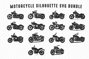 Motorcycle SVG Silhouette Bundle, a Transportation Illustration by Gfx Expert Team